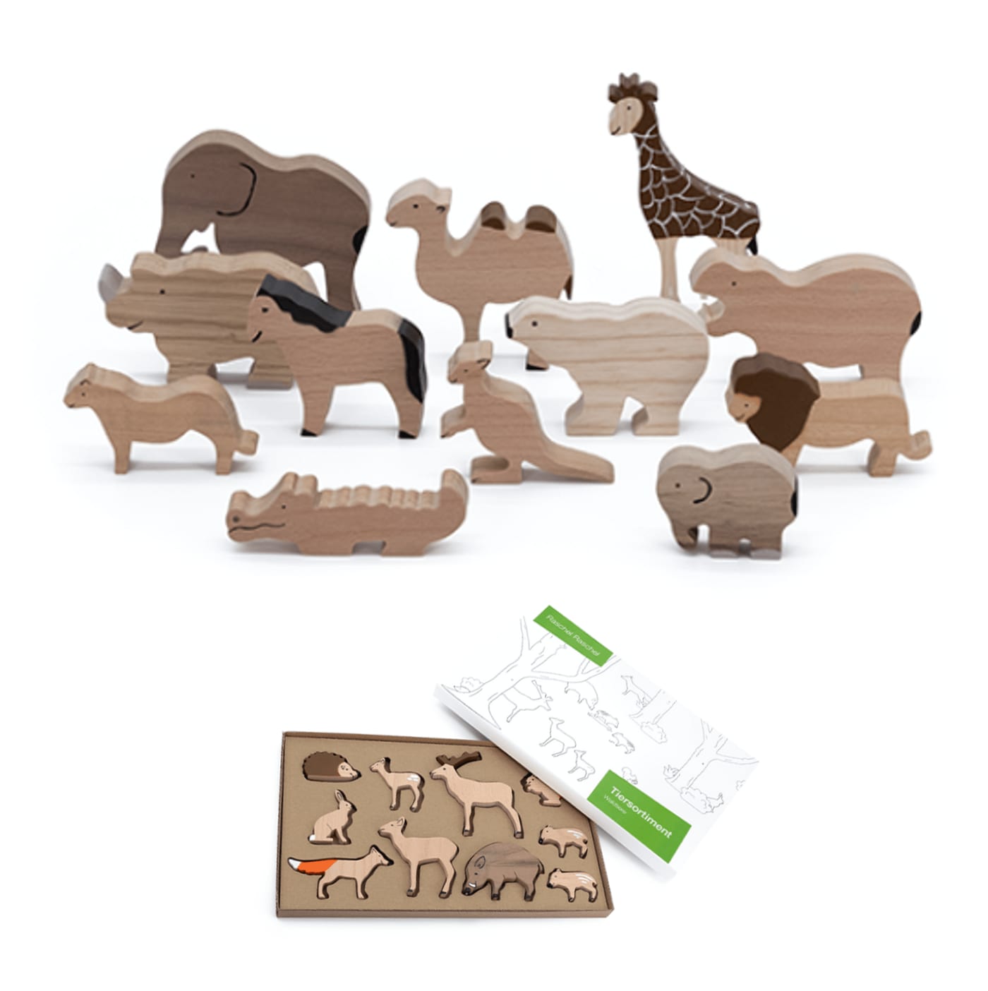 Tierset aus Holz für Kinder