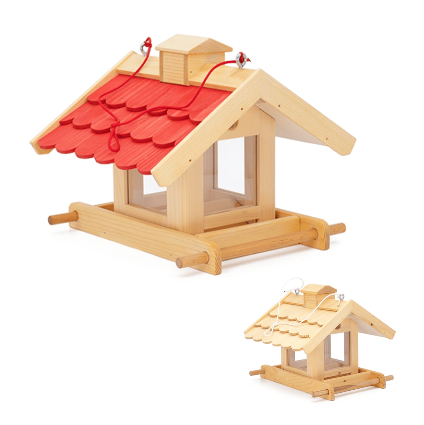 Vogelfutterhaus Holz, Zwei Dachfarben Nachhaltig